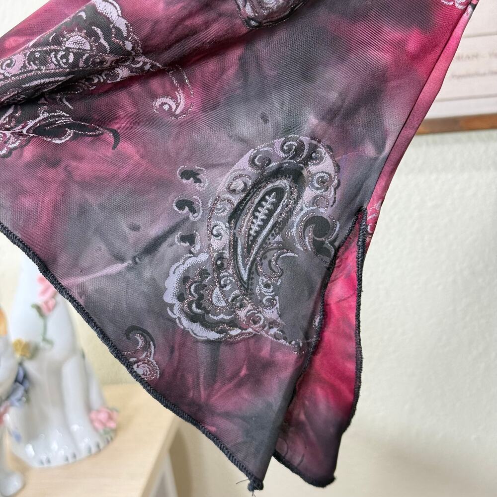 90s Y2k Paisley Glitter Flare Sleeve Top Dark Fairy Whimsigoth Witchy Vampire XL - Picture 4 of 9